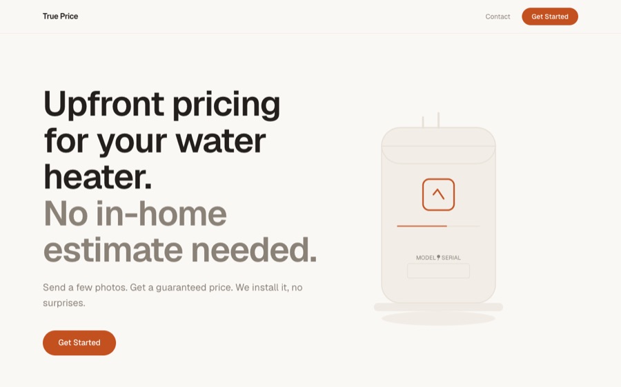True Price website homepage