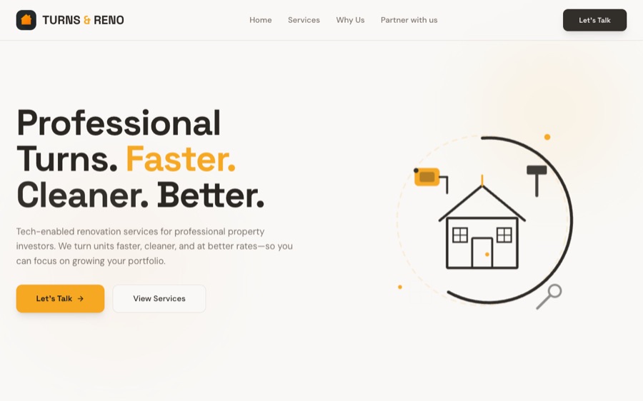 Turns and Reno website homepage